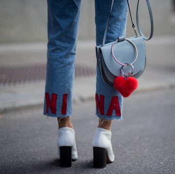 stockholm, sweden august 30 nina sandbech wearing an off shoulder top, denim jeans with nina print outside by malina on august 30, 2017 in stockholm, sweden photo by christian vieriggetty images